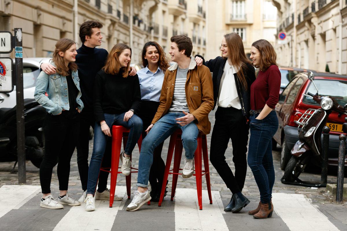 group of students in the street